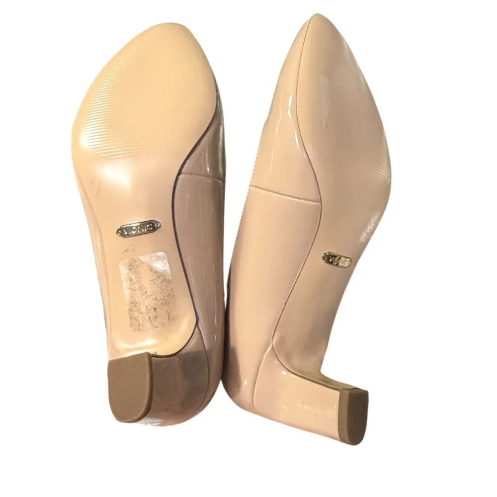Vionic Mia Patent Nude Pump Orthotic Comfort Block Heel Pointed Toe 7 NWOT